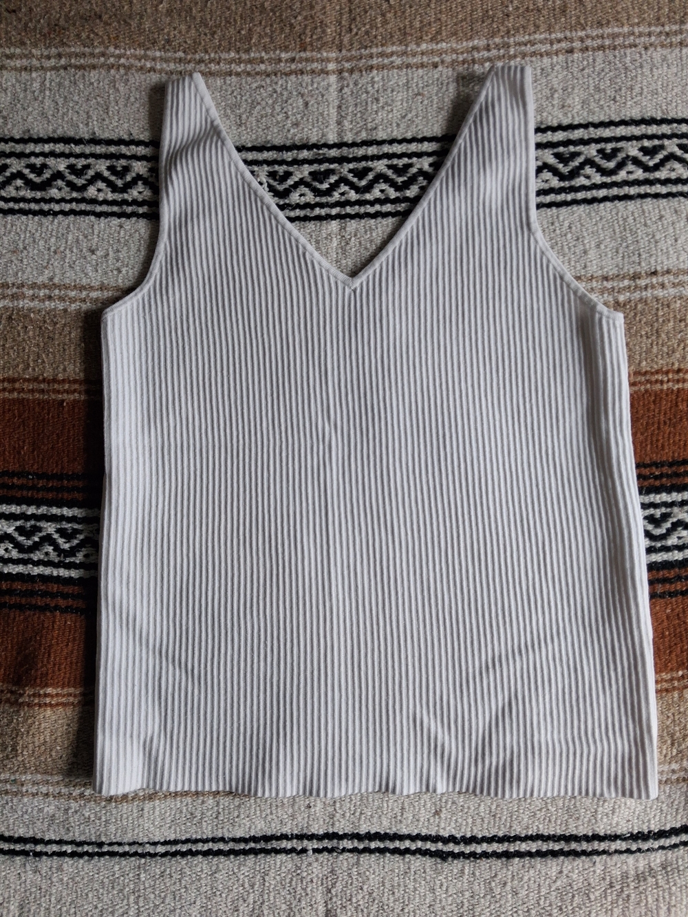Another Love Ribbed V-Neck Tank Top - White